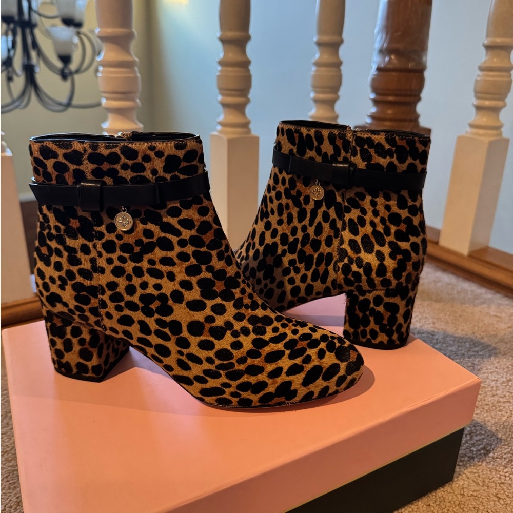 Kate Spade “Delina” boots in leopard, size 6, new and never worn